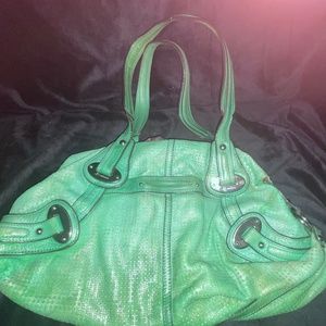 B Makowsky Green Leather Handbag